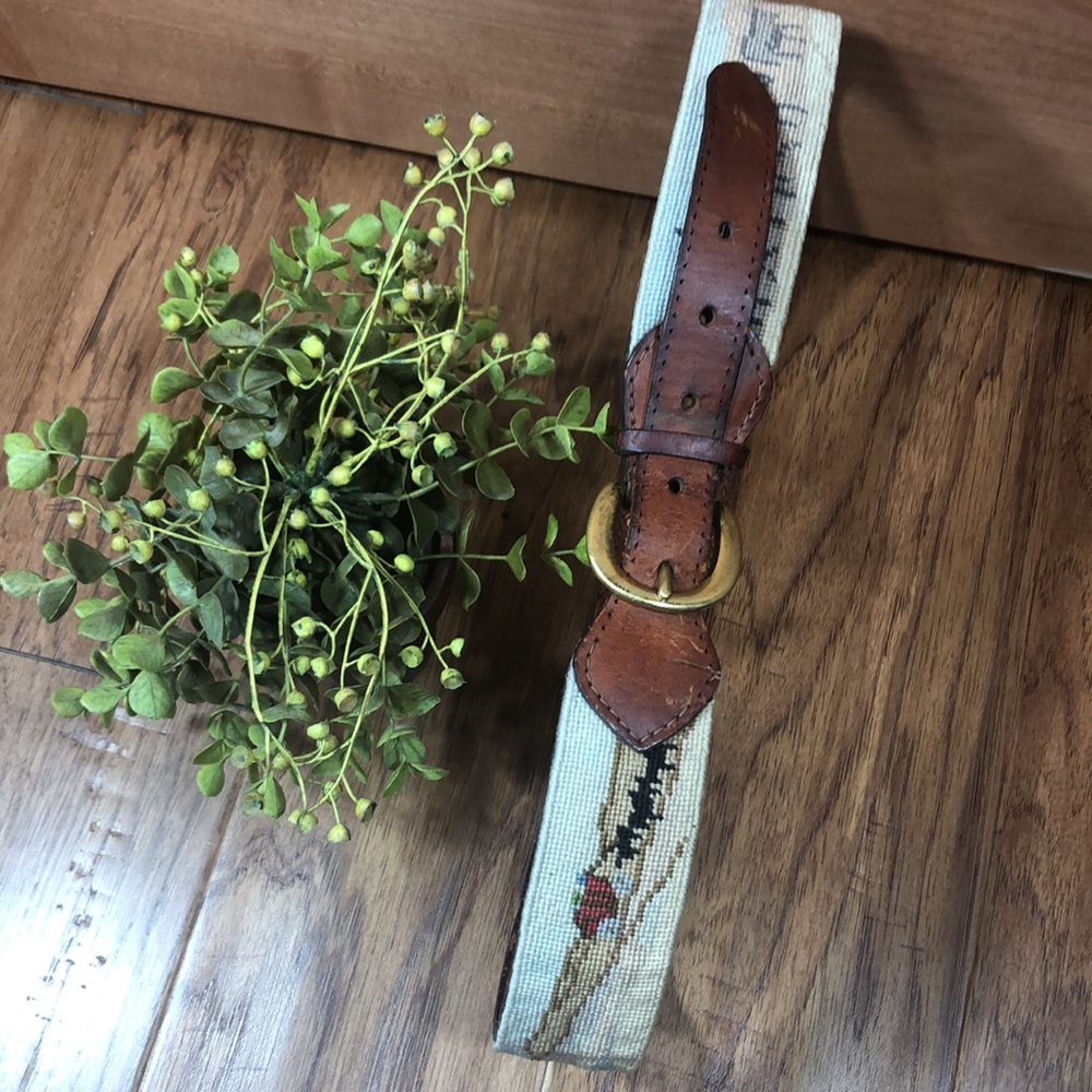 Vintage Western Story Teller Tapestry & Leather Belt